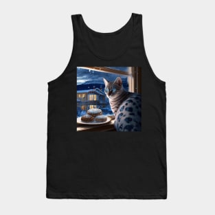 Silver Bengal Cat Enjoys Her Cakes Tank Top